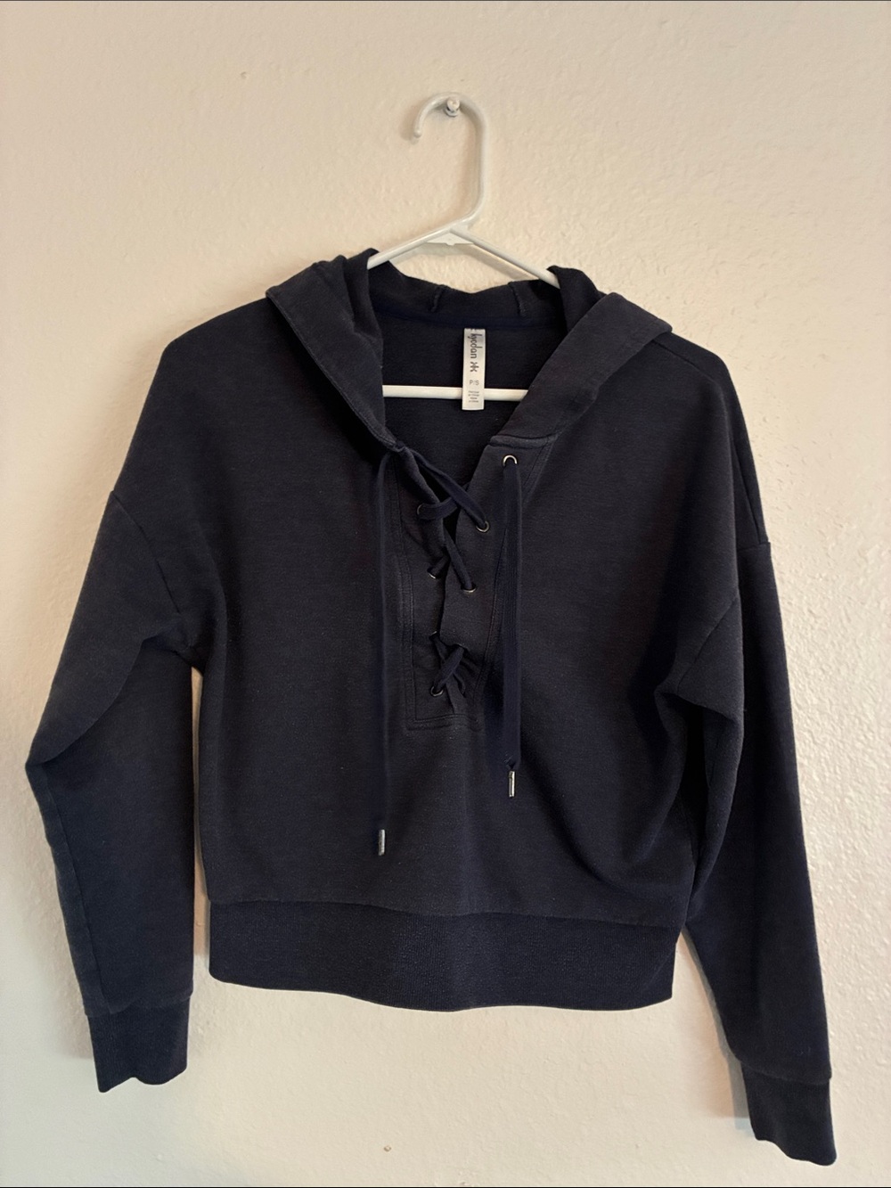 Lace-Up Hoodie Sweatshirt - Black